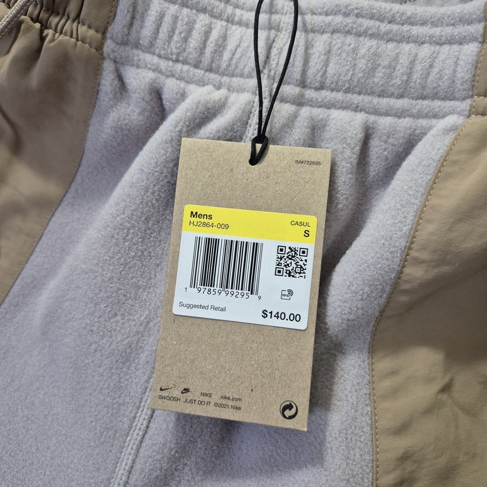 Nike ACG Wolf Tree Fleece Pants Mens Small Beige Polartec Streetwear Outdoor New - Picture 2 of 16